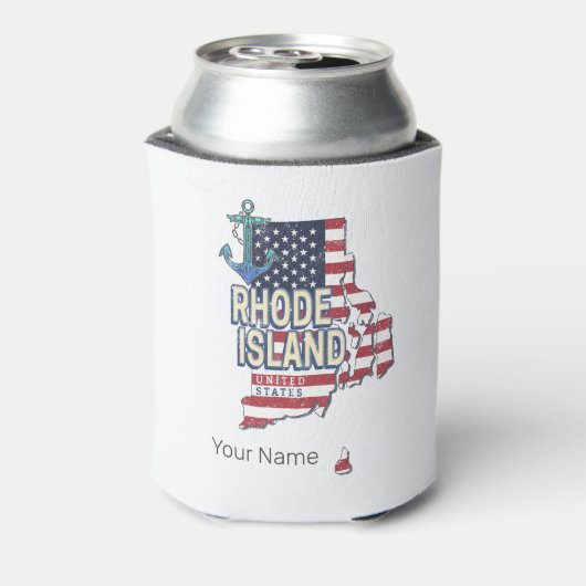 Rhode Island Verenigde Staten Retro State Kaart  Blikjeskoeler (Blikje Achterkant)