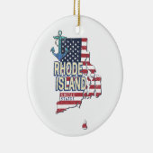 Rhode Island Verenigde Staten Retro State Kaart  Keramisch Ornament (Rechts)
