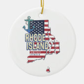 Rhode Island Verenigde Staten Retro State Kaart  Keramisch Ornament (Voorkant)