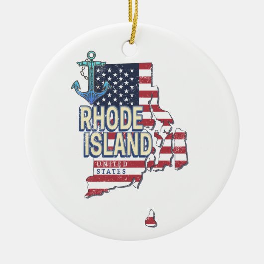 Rhode Island Verenigde Staten Retro State Kaart  Keramisch Ornament (Voorkant)