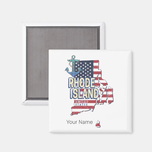 Rhode Island Verenigde Staten Retro State Kaart  Magneet (Voorkant / Achterkant)