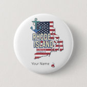 Rhode Island Verenigde Staten Retro State Kaart Ronde Button 5,7 Cm (Voorkant)
