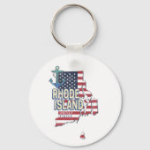 Rhode Island Verenigde Staten Retro State Kaart  Sleutelhanger (Voorkant)
