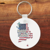 Rhode Island Verenigde Staten Retro State Kaart  Sleutelhanger (Voorkant)