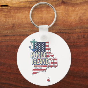 Rhode Island Verenigde Staten Retro State Kaart  Sleutelhanger