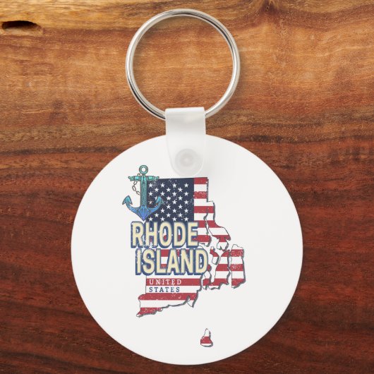 Rhode Island Verenigde Staten Retro State Kaart  Sleutelhanger (Voorkant)