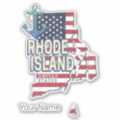 Rhode Island Verenigde Staten Retro State Kaart Sticker (Voorkant)