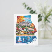 Rhode Island Verenigde Staten State Shaped Waterv Briefkaart (Staand voorkant)