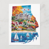 Rhode Island Verenigde Staten State Shaped Waterv Briefkaart (Voorkant)