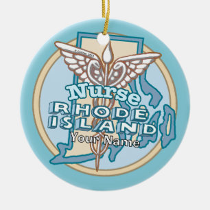 Rhode Island Verpleegster Caduceus  Keramisch Ornament