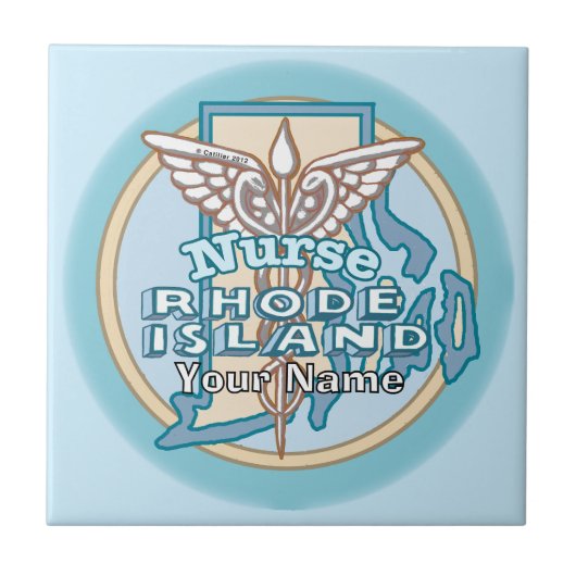 Rhode Island Verpleegster Caduceus Tegels Tegeltje (Voorkant)