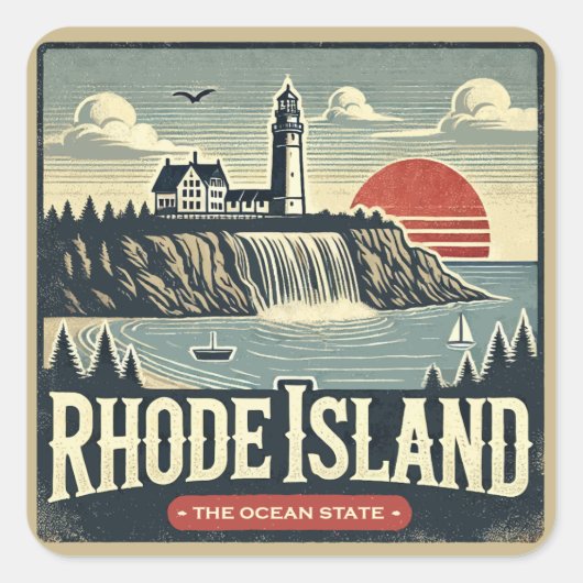 Rhode Island Vierkante Sticker (Voorkant)