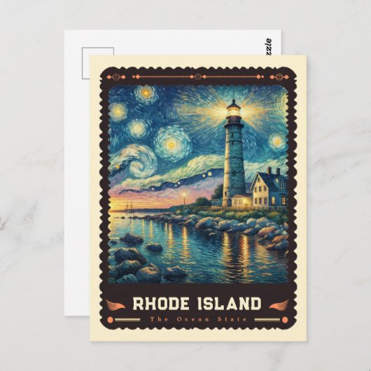 Rhode Island | Vincent van Gogh geïnspireerd Briefkaart (Voorkant / Achterkant)