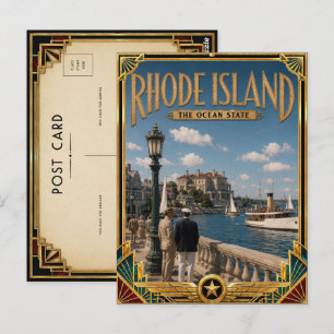 Rhode Island Vintage Art Deco Gouden Tijdperk Briefkaart