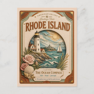 Rhode Island Vintage Paper Cut Amerikaanse Arcana Briefkaart