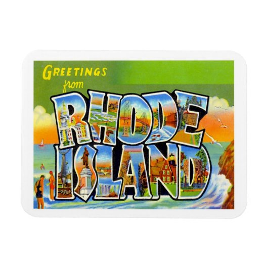 Rhode Island Vintage Travel Magneet (Horizontaal)
