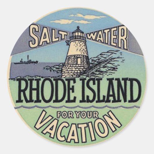 Rhode Island Vintage Travel Ronde Sticker (Voorkant)