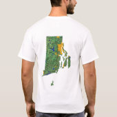 Rhode Island Vlag Kaart Stad T-shirt (Achterkant)
