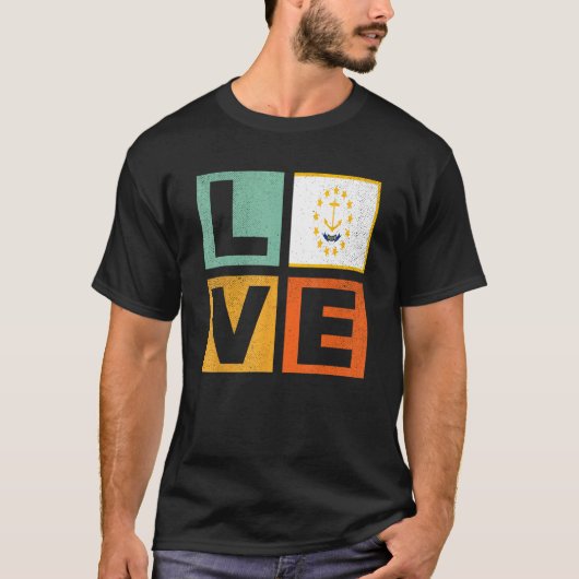 Rhode Island Vlag Liefde Rhode Island T-shirt (Voorkant)