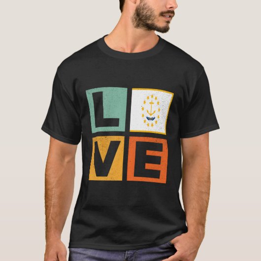 Rhode Island Vlag Liefde Rhode Island T-shirt (Voorkant)
