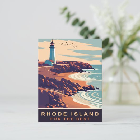 Rhode Island, Vuurtoren aan de Kust, Reizen Briefkaart (Staand voorkant)