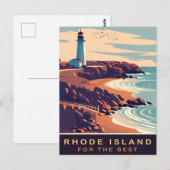 Rhode Island, Vuurtoren aan de Kust, Reizen Briefkaart (Voorkant / Achterkant)
