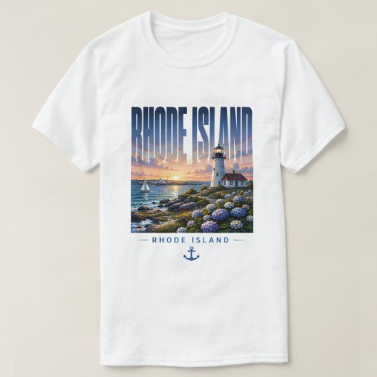 Rhode Island Vuurtoren Kust Oceaan Ontsnapping T-shirt (Design voorkant)