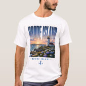 Rhode Island Vuurtoren Kust Oceaan Ontsnapping T-shirt (Voorkant)