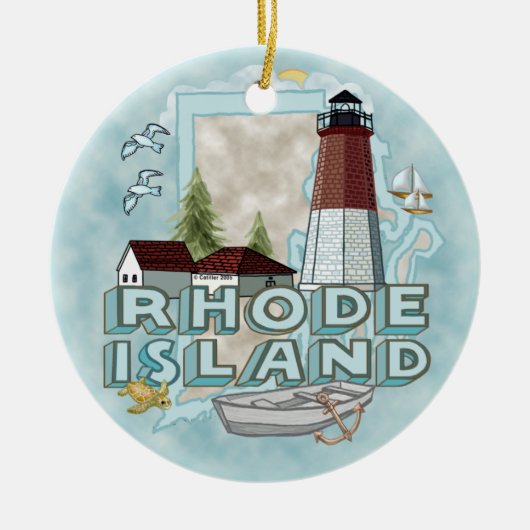 Rhode Island Vuurtoren Ornament (Voorkant)