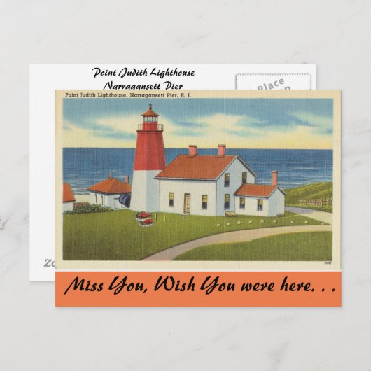 Rhode Island, vuurtoren van Point Judith Briefkaart (Voorkant / Achterkant)