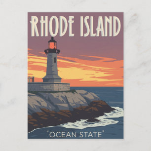 Rhode Island Vuurtoren Zonsondergang Briefkaart