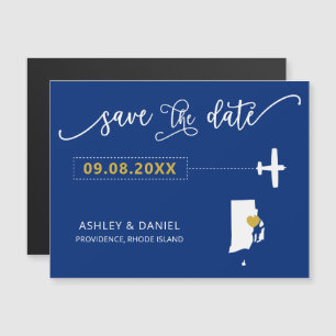 Rhode Island Wedding Save the Date Kaart, Map Magnetische Uitnodiging