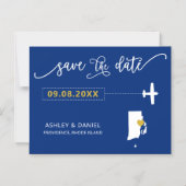 Rhode Island Wedding Save the Date Kaart, Map Magnetische Uitnodiging (Voorkant)