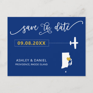 Rhode Island Wedding Save the Date Map Briefkaart