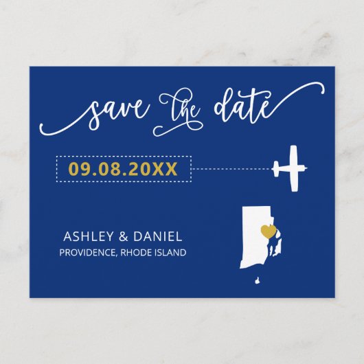 Rhode Island Wedding Save the Date Map Briefkaart (Voorkant)