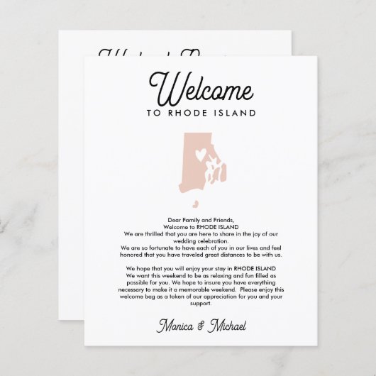 RHODE ISLAND Welkomstbrief & reisroute ALLE KLEUR (Voorkant / Achterkant)