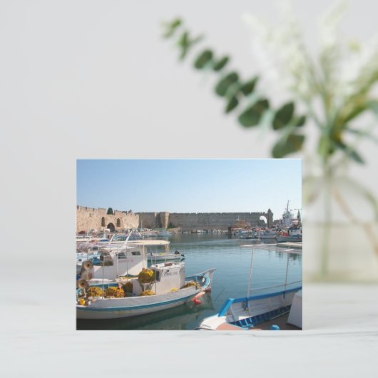 Rhodes, Greece Harbor Postcard Briefkaart (Staand voorkant)