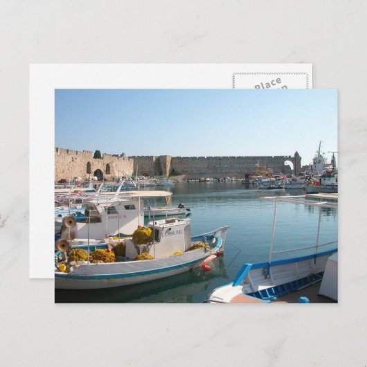 Rhodes, Greece Harbor Postcard Briefkaart (Voorkant / Achterkant)