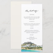 RHODES Greece Skyline Waterverf Wedding Menu Card (Voorkant / Achterkant)