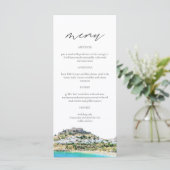 RHODES Greece Skyline Waterverf Wedding Menu Card (Staand voorkant)