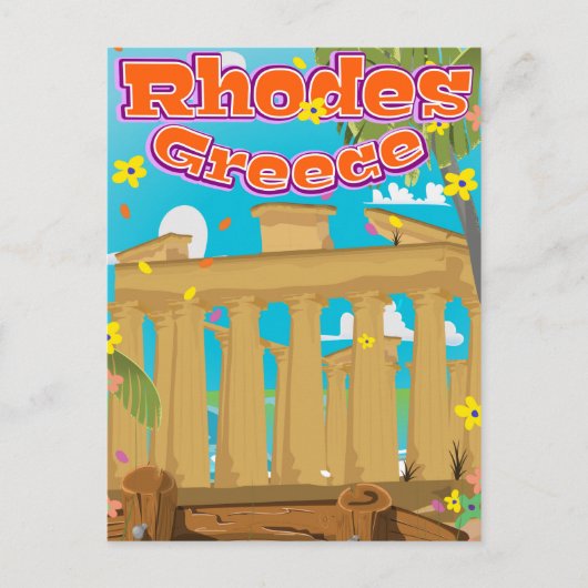 Rhodes Greece Travel poster. Briefkaart (Voorkant)