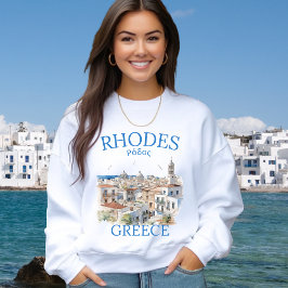 Rhodes Greece Watercolor – Cozy Greek Island Trui