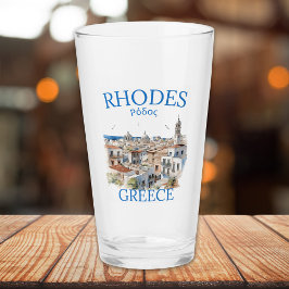 Rhodes Greece Watercolor – Greek Island Souvenir Glas