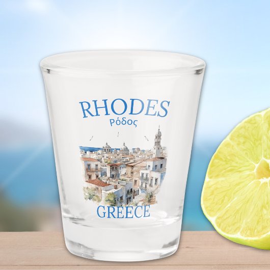 Rhodes Greece Watercolor – Greek Island Souvenir Shot Glas