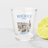 Rhodes Greece Watercolor – Greek Island Souvenir Shot Glas (Voorkant)