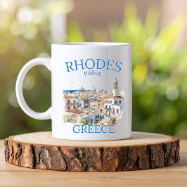 Rhodes Greece Watercolor – Greek Island Travel Koffiemok