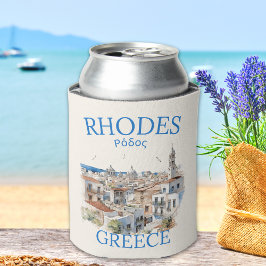 Rhodes Greece Watercolor – Island Travel Gift Blikjeskoeler