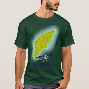 Rhodes Griekenland eilandkaart T-shirt