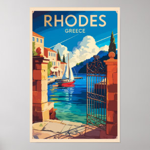 Rhodes Griekenland Reizen Kunst Vintage Poster