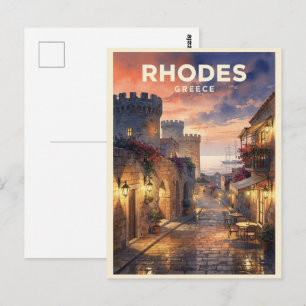 Rhodes Griekenland Vintage Reizen Briefkaart